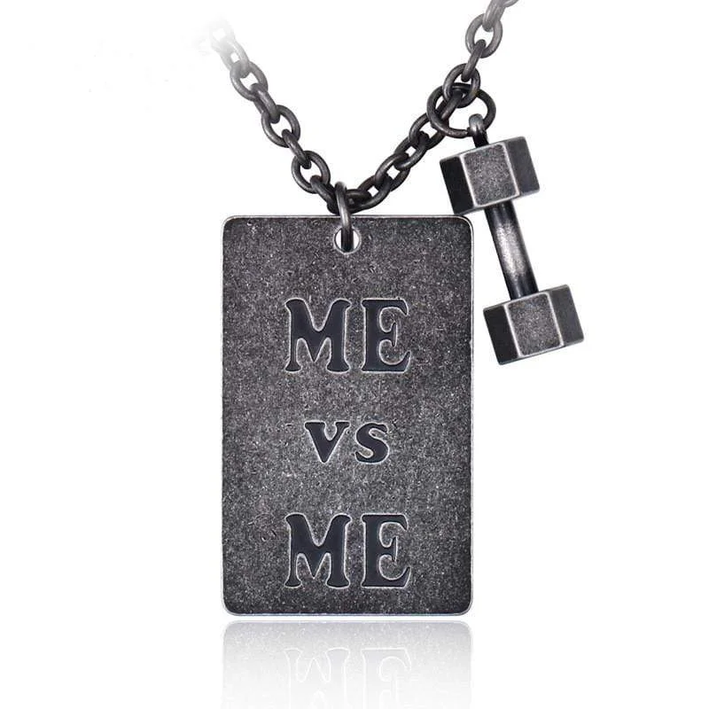 Men's Punk Letter  Rectangle Necklace with Dumbbells