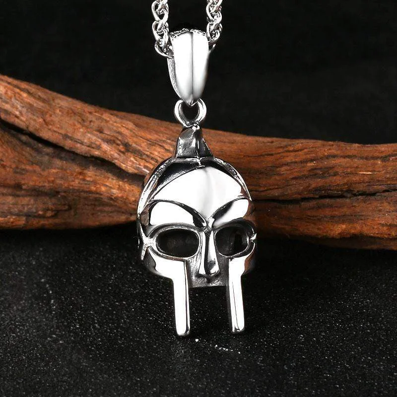 Men's Punk Roman Warrior Mask Necklace