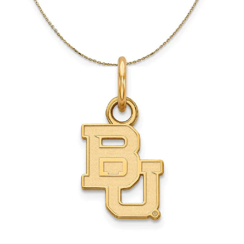 14k Yellow Gold Baylor U XS (Tiny) 'BU' Logo Necklace