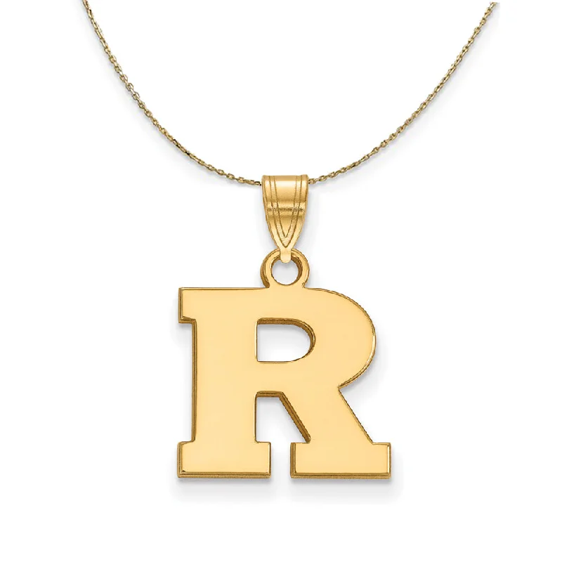 14k Yellow Gold Rutgers Small Initial R Necklace