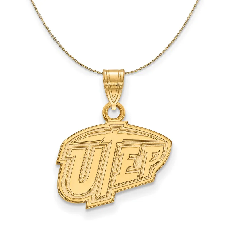 14k Yellow Gold U. of Texas at El Paso Sm Logo Necklace