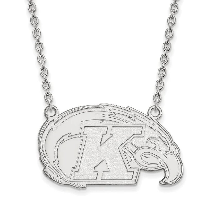 Sterling Silver Kent State Large Logo Pendant Necklace, 18 Inch