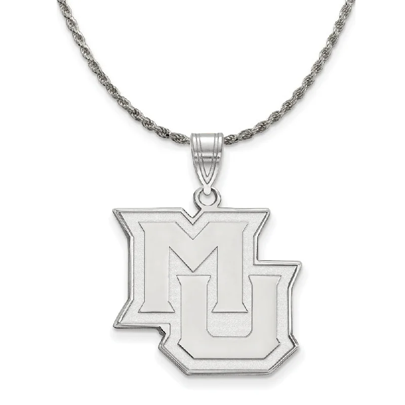 Sterling Silver Marquette U Large 'MU' Pendant Necklace