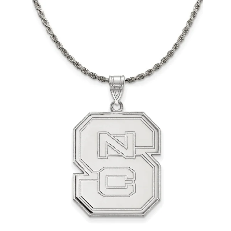 Sterling Silver North Carolina XL 'NCS' Pendant Necklace