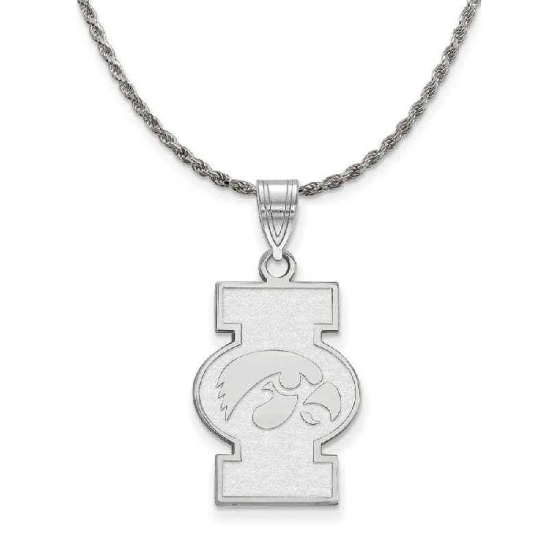 Sterling Silver U. of Iowa Hawkeyes Large Logo Necklace