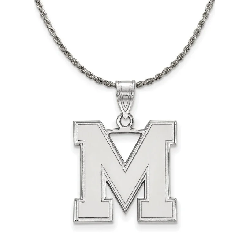 Sterling Silver U. of Memphis Large Initial M Necklace