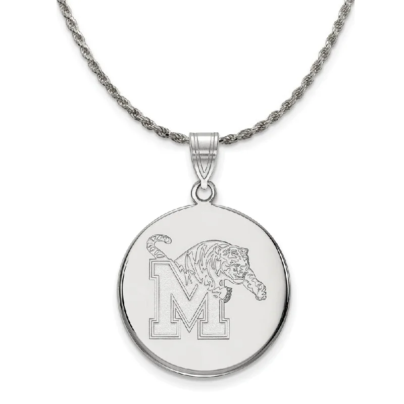 Sterling Silver U. of Memphis Large M Tiger Disc Necklace