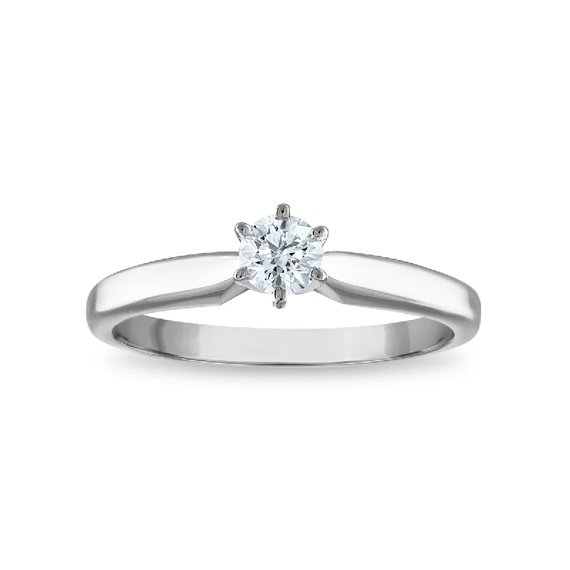 Signature Certificate EcoLove 1/4 CTW Round Lab Grown Diamond Solitaire Ring in 14KT White Gold