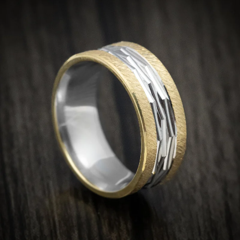 14K Gold Two-Tone Men's Ring Custom Made Band