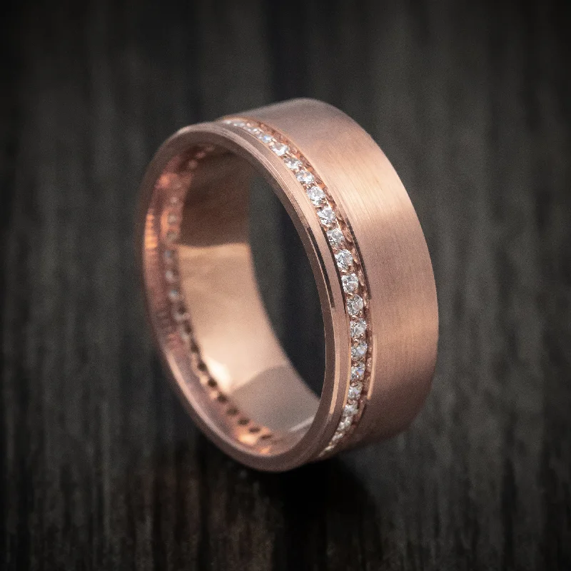 14K Rose Gold Men's Ring with Diamonds Custom Wedding Band