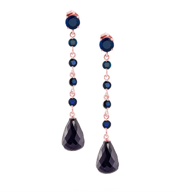 14K Solid Rose Gold Chandelier Earrings w/ Natural Sapphires