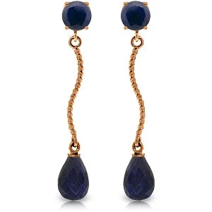 14K Solid Rose Gold Dangling Earrings w/ Natural Sapphires