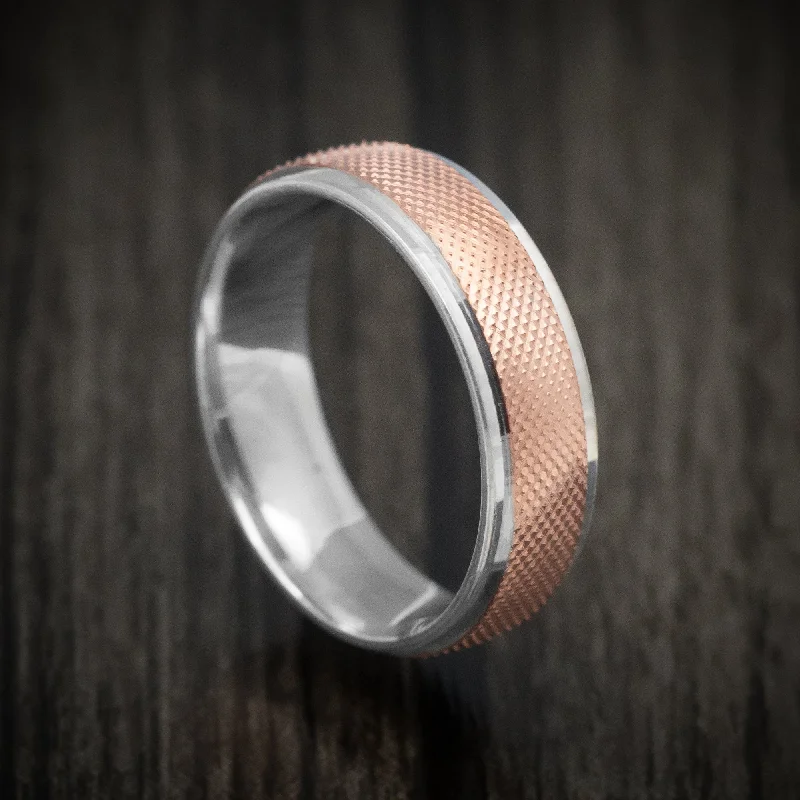 14K Two-Tone Rose and White Gold Men's Ring Custom Wedding Band