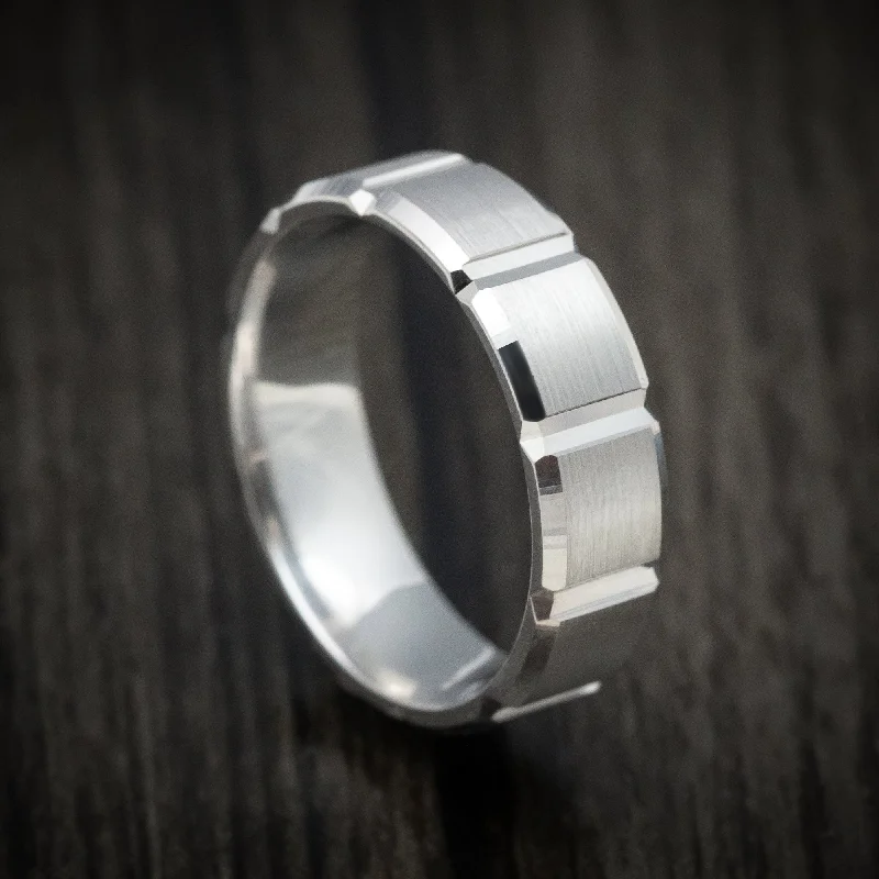 14K White Gold Men's Ring Custom Wedding Band