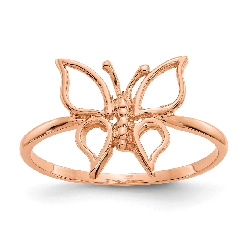 14KT Rose Gold Butterfly Ring; Size 7