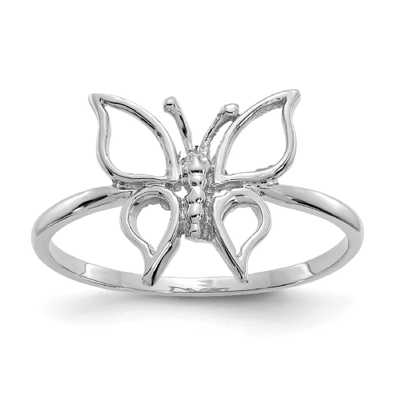 14KT White Gold Butterfly Ring; Size 7