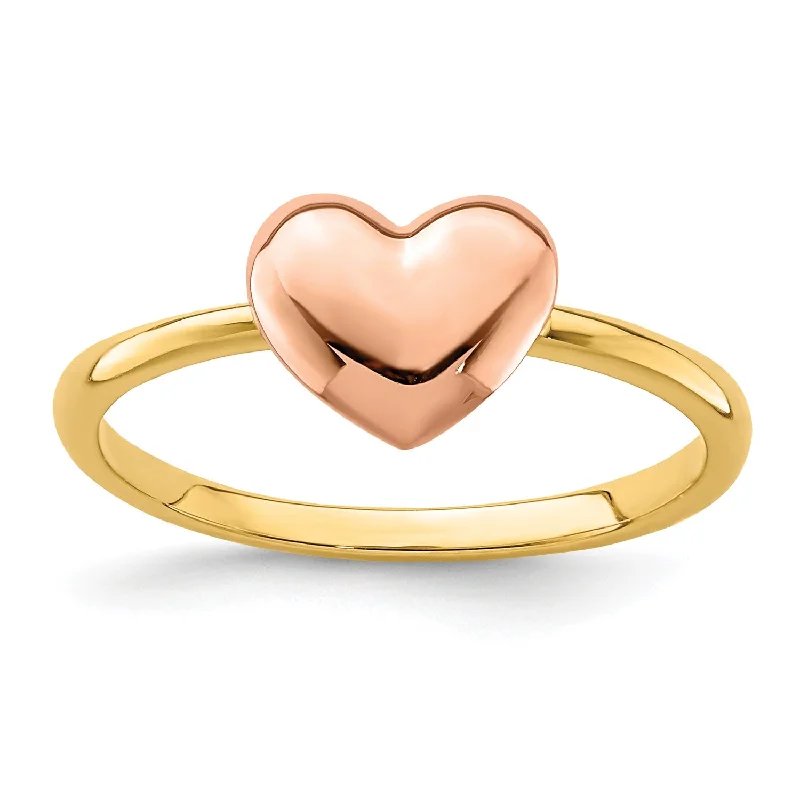 14KT Yellow and Rose Gold Heart Ring; Size 7