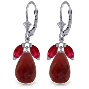 18.6 Carat 14K Solid White Gold Leverback Earrings Natural Ruby