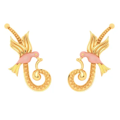 22k Bird Shaped Cute Gold Earrings Design