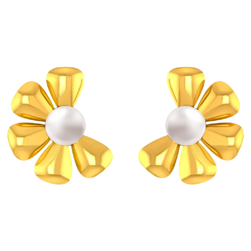 22k Dainty Earrings With Half Floral Design From Goldlites Collection