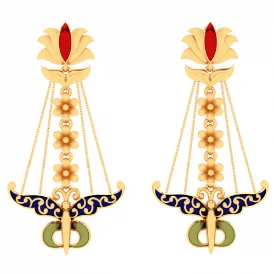 22k Gold Earrings With Gorgeous Hanging Butterfly Design From Mugdhaa Collection