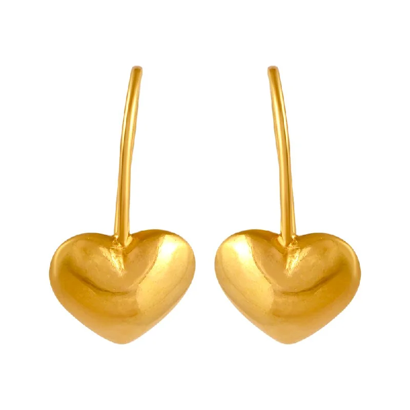 22k Gold Earrings With Heart Drop