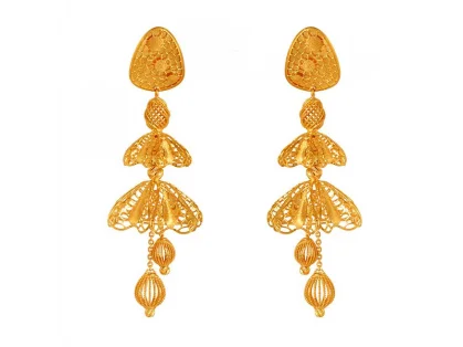 22k Gold Overlapping Bell Jhumka Earrings