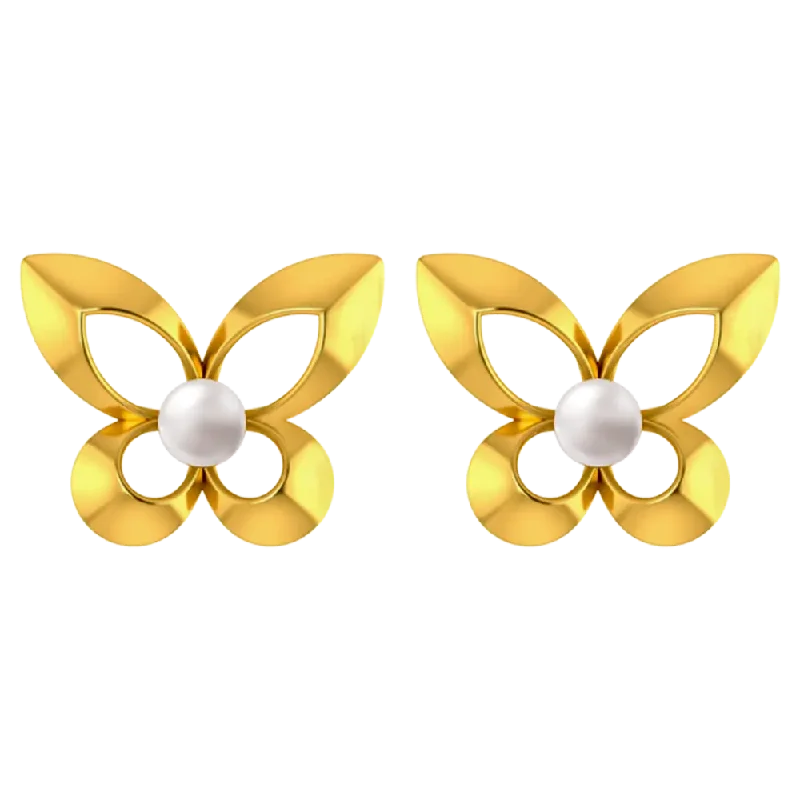 22k Graceful Pair Of Gold Earrings With The Design Of Butterfly Wings