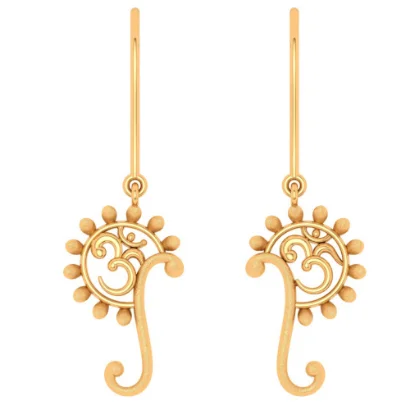 22k Om Symbol Gold Earrings For Women  From Goldlites Collection