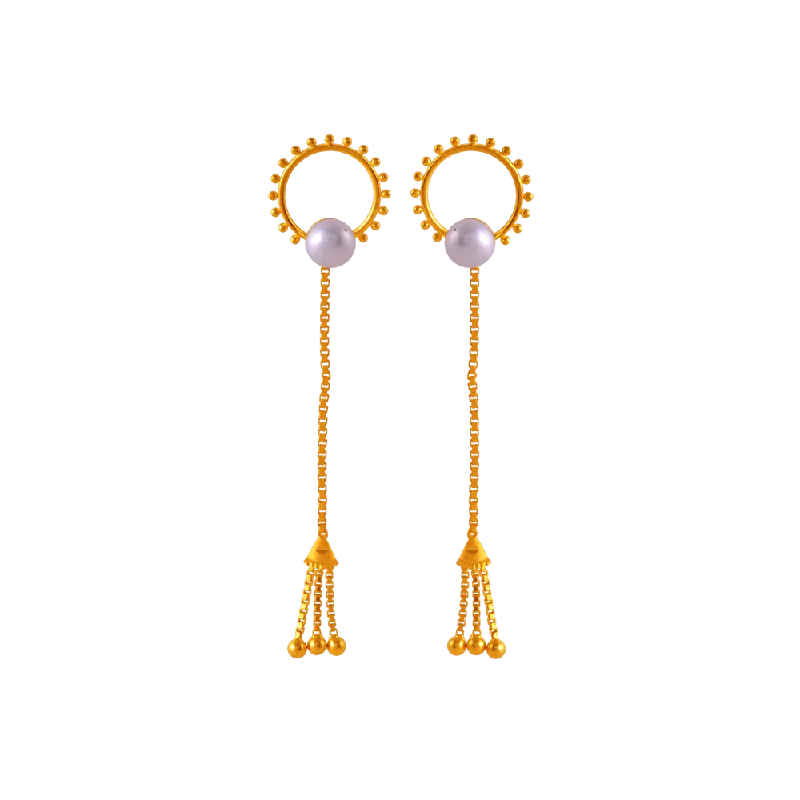 22k Sleek And Exclusive Gold Earrings Design