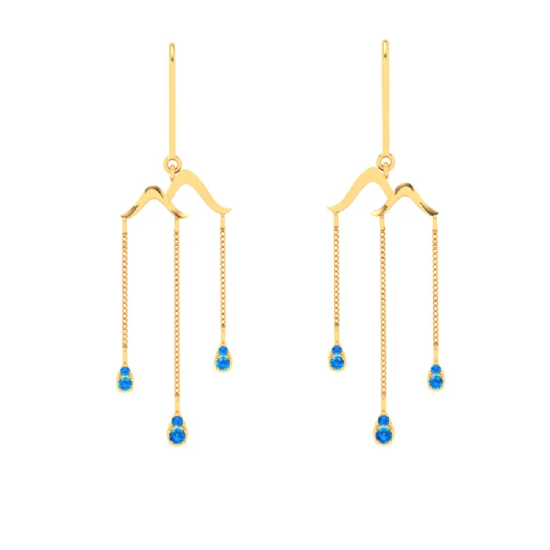 22k Unique Drop Earrings With Blue Stone From Goldlites Collection