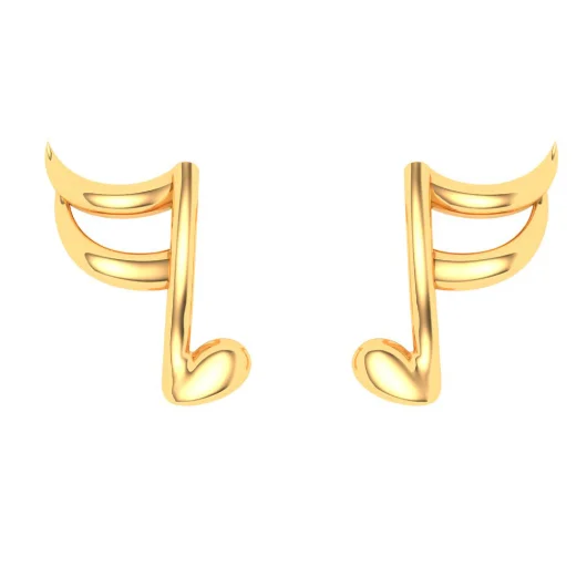 22KT Music Logo Shaped Gold Earrings From Goldlites Collection