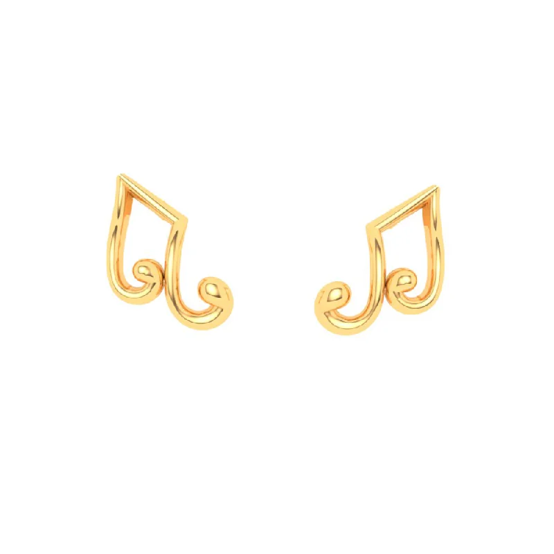 22KT Musical Note Gold Stud Earrings From Goldlites Collection