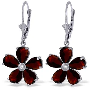 4.43 Carat 14K Solid White Gold Leverback Earrings Garnet Diamond