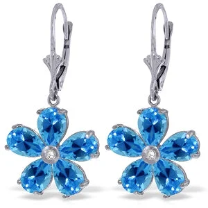 4.43 Carat 14K Solid White Gold Once Pangaea Blue Topaz Diamond Earrings