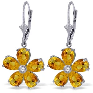 4.43 Carat 14K Solid White Gold Smitten Citrine Diamond Earrings