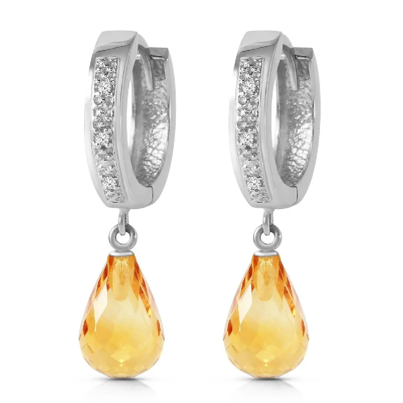 4.54 Carat 14K Solid White Gold Epitome Of Elegance Citrine Diamond Earrings