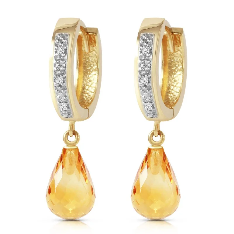 4.54 Carat 14K Solid Yellow Gold Tres Chic Blue Citrine Diamond Earrings