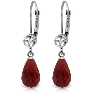 6.63 Carat 14K Solid White Gold Wordly Love Ruby Diamond Earrings