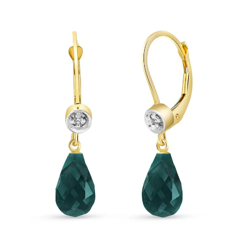 6.63 Carat 14K Solid Yellow Gold Femme Emerald Diamond Earrings