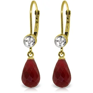 6.63 Carat 14K Solid Yellow Gold Femme Ruby Diamond Earrings