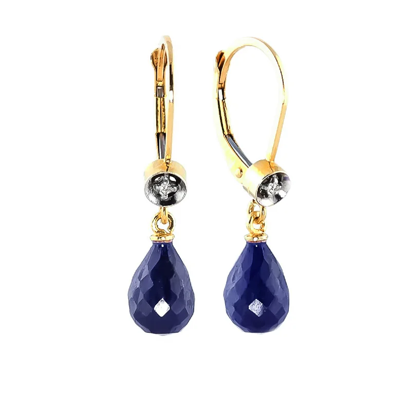 6.63 Carat 14K Solid Yellow Gold Femme Sapphire Diamond Earrings