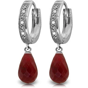 6.64 Carat 14K Solid White Gold Forefront Ruby Diamond Earrings