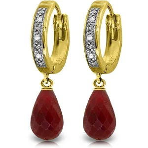 6.64 Carat 14K Solid Yellow Gold Tres Chic Ruby Diamond Earrings