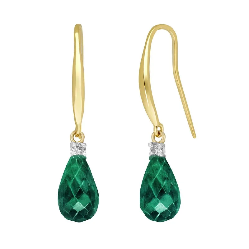 6.7 Carat 14K Solid Yellow Gold Joya Emerald Diamond Earrings