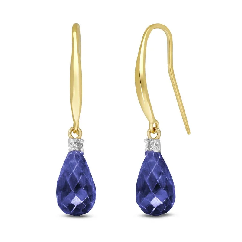 6.7 Carat 14K Solid Yellow Gold Joya Sapphire Diamond Earrings