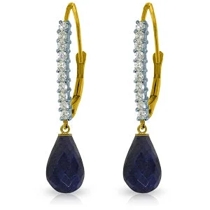 6.9 Carat 14K Solid Yellow Gold Louiseanne Sapphire Diamond Earrings