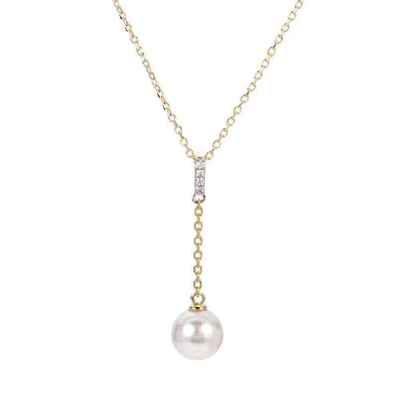 Akoya Pearl and Diamond "Y" Necklace