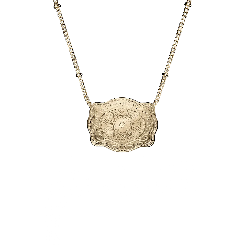 Mini Belt Buckle Necklace (Amelia Rose) - Gold