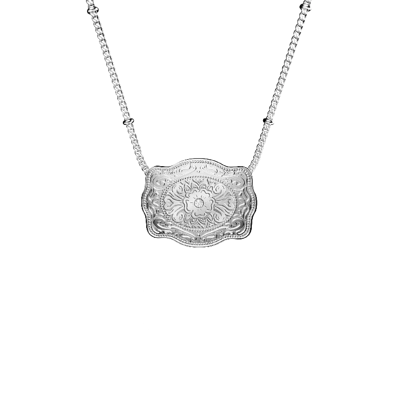 Mini Belt Buckle Necklace (Amelia Rose) - Silver